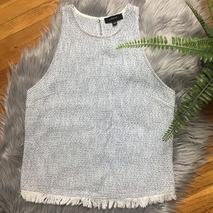 Drew Blue Tweed Fringe Blouse